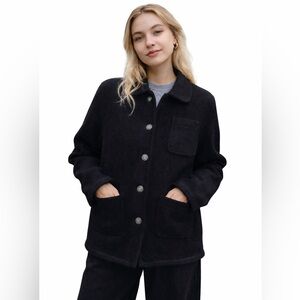 Talbots Vintage Black Wool Pea Coat |Classic Button Front | Peter Pan Collar—M